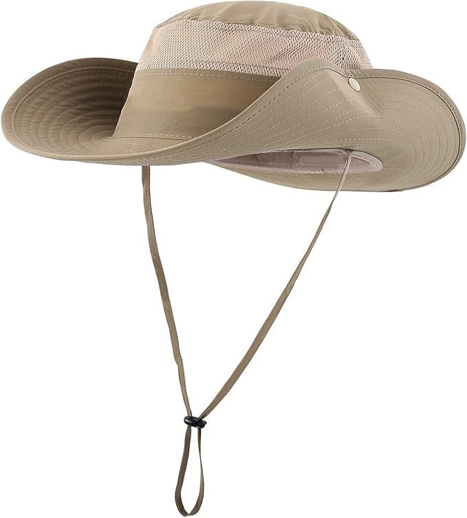 Connectyle Wide Brim Sun Hat for Men Breathable Cowboy Boonie Hat UPF 50+ Sun Protection Bucket Hat for Fishing Hiking