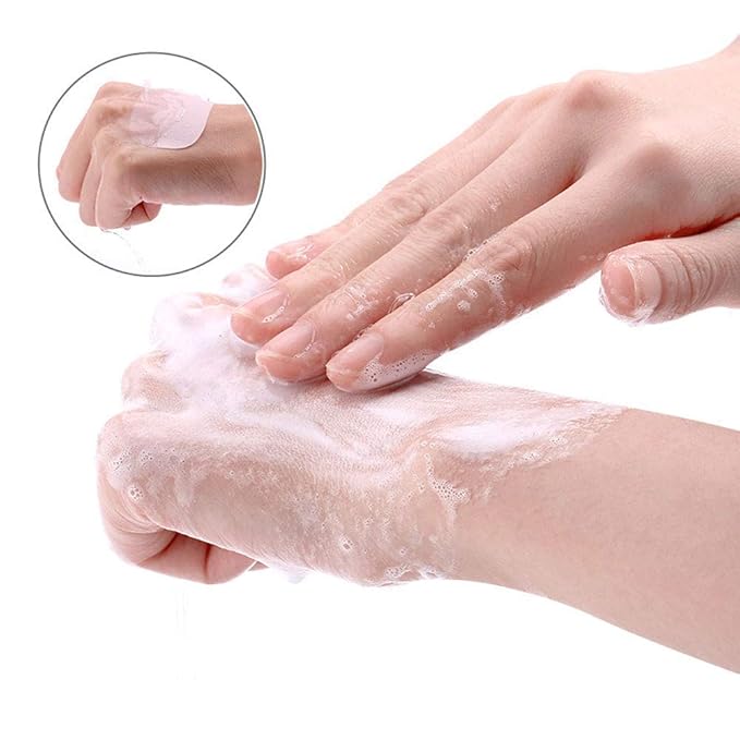 KISEER 1 Box (50 Sheets) Mini Portable Travel Soap Paper Sheets Disposable Hand Washing Bath Scented Paper Soap for Outdoor, Camping Hiking (Green)