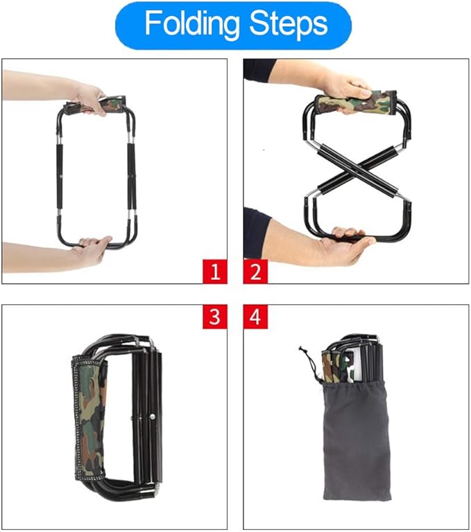 Mini Portable Folding Stool, Camping Fishing Stool for Adults Fishing Hiking Gardening and Beach with Carry Bag, Hold Up to 450lbs(Camouflage)
