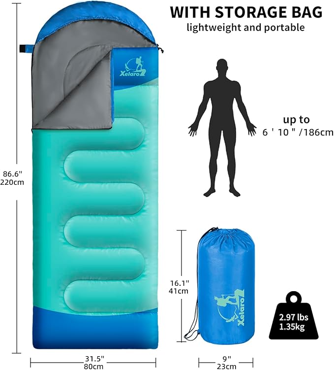 Sleeping Bags for Adults Kids - 3 Season Cold&Warm Weather Waterproof Camping Sleeping Bags - Lightweight Sleeping Bags for Camping Hiking Outdoor Travel