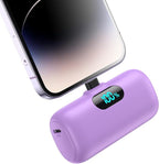 Mini Portable Charger for iPhone,Upgraded 5000mAh PD Fast Charging Battery Pack,LCD Display Cute Power Bank Portable Phone Charger for iPhone 14/14 Pro Max/13/13 Pro/12 Pro/11/XS/XR/X/8/7/6-Purple