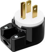 90 Degree USA Canada Male Plug, Plugrand Nema 5-15P 3 Pole Angle DIY Plug, 15A 125V USA 3Pin Right Angle AC Plugs, Nema 5-15P Angled Rewireable 12 Direction Male US 3Pole AC Connector, Black