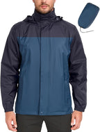 MANSDOUR Men's Packable Rain Jacket Waterproof Lightweight Windbreaker Cycling Golf Hiking Reflective Raincoat with Hood