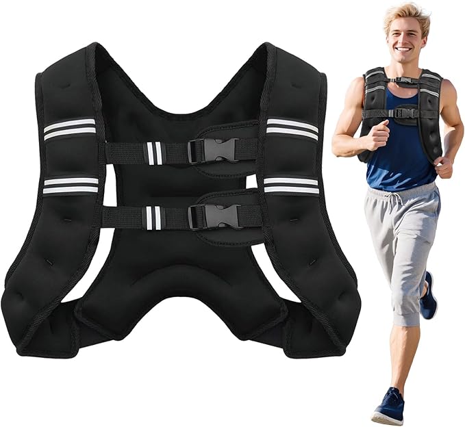 8lb/12lb/16lb/20Lb Weighted Vest for Woman Men with Reflective Stripe, Size Adjustable Strength Training Weighted Vest for Walk Running Jogging