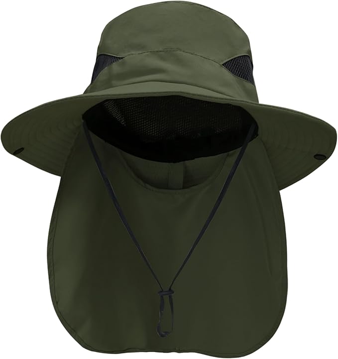 NPQQUAN Sun Hats for Men Women with Neck Flap UPF 50+ UV Protection Wide Brim Bucket Hat Safari Hiking Fishing Hats