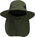 NPQQUAN Sun Hats for Men Women with Neck Flap UPF 50+ UV Protection Wide Brim Bucket Hat Safari Hiking Fishing Hats