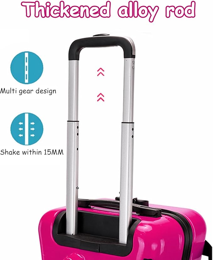 Kids Ride On Suitcase with Wheels, Scooter Luggage for Toddlers Travel, Durable Children's Suitcase for Boys & Girls Ages 2-15 Years Rose Red
