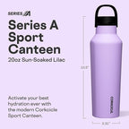 Corkcicle Sport Canteen - Keeps Drinks Cold 25 Hours - Stainless Steel Water Bottle - Triple-Insulated - Spill-Proof - Summer Drinkware Gift - Keeps Drinks Ice Cold - 20 oz - Sun-Soaked Lilac