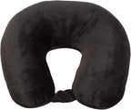 Wolf Essentials Adult Cozy Soft Microfiber Neck Pillow for Travel – Compact, Machine Washable - Perfect for Airplane, Car, or Home Use - Filled and Finished in The USA – Black