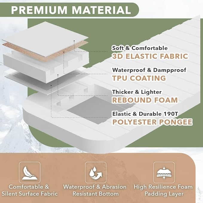 Thick Luxury Self Inflating Single Sleeping Pad with Solid Foam| Portable Inflatable Roll Up Camping Air Mattress 3.1" Thick | Adult Ourdoor Camping Rooftop Tent Van SUV