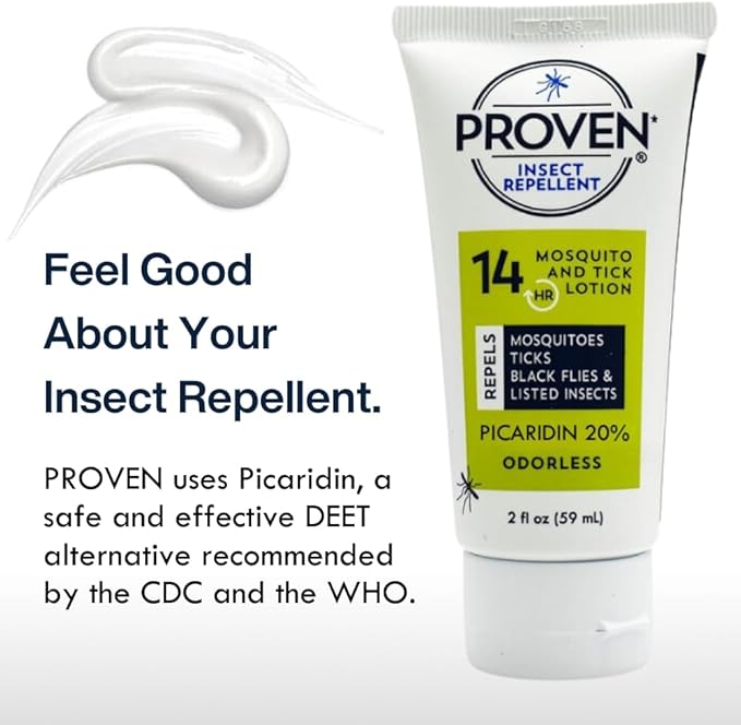 Proven Insect Repellent Lotion, Keep Mosquitoes, Ticks and Flies Off, DEET Alternative Repellent, Up to 14-Hour Protection, Great for Outdoor Camping and Hiking- 2 Ounce, Odorless Lotion, 2 Pack