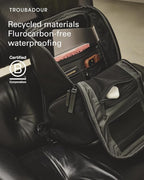 Troubadour Pioneer Backpack 3.0 - Premium Everyday Bag with Padded Laptop Section, Ventilated Shoe Compartment & Sustainable Waterproof Material - All-Day LIghtweight Comfort Design - Black
