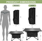 Folding Camping Table, Compact Ultralight Aluminum Design Portable Camping Table with with Storage Basket and Carring Bag for Camping Hiking BBQ Picnic Outdoor Cooking 22" Black