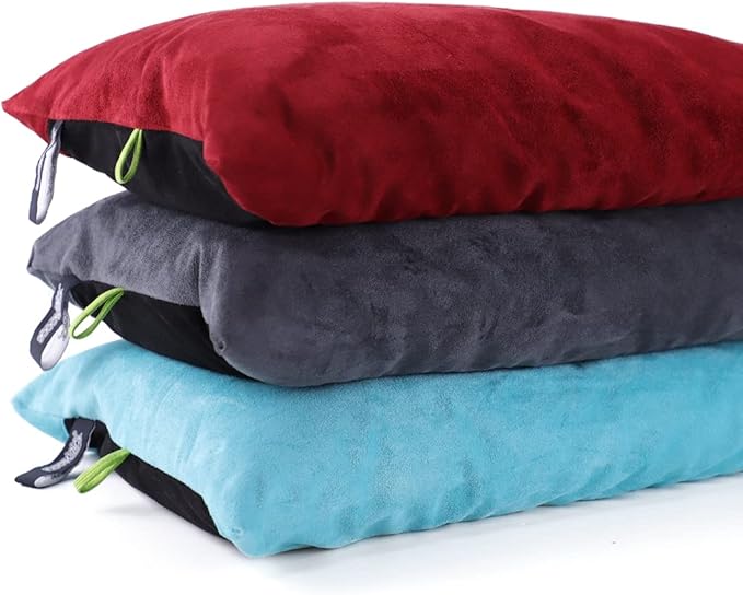 ZOOOBELIVES Down Filled Camping Pillow for Travel, Washable Soft Cover, Small Camp Cushion for Neck & Lumbar Support On-The-Go, Ultralight & Compressible for Hiking Backpacking - AlpliveS2046