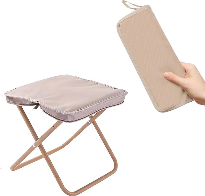 Baiao Camping Stool, Portable Folding Stool with Carry Bag, 13Inch Aluminum Alloy Bracket, 1.5lbs Lightweight, for Travel, Hiking, BBQ, Fishing, Beach(Khaki)