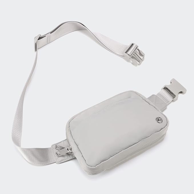 Pander Everywhere Belt Bag for Women, 5 Zipper Pockets Nylon Crossbody Fanny Pack Purse (Seal Grey)