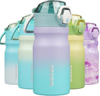 BJPKPK 14oz Insulated Water Bottle With Straw Stainless Steel Double Wall Water Bottles BPA Free Leak Proof Thermo With Lockable Flip Lid,Lavender Green