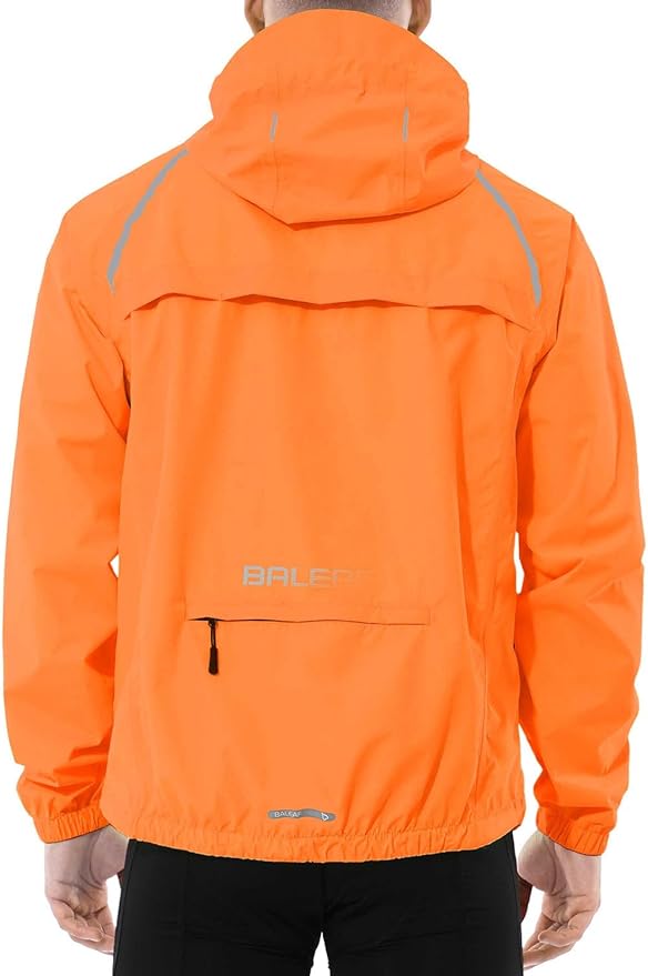 baleaf Men's Rain Jacket Waterproof Windbreaker Raincoat Running Cycling Hiking Gear Hood Lightweight Reflective Packable