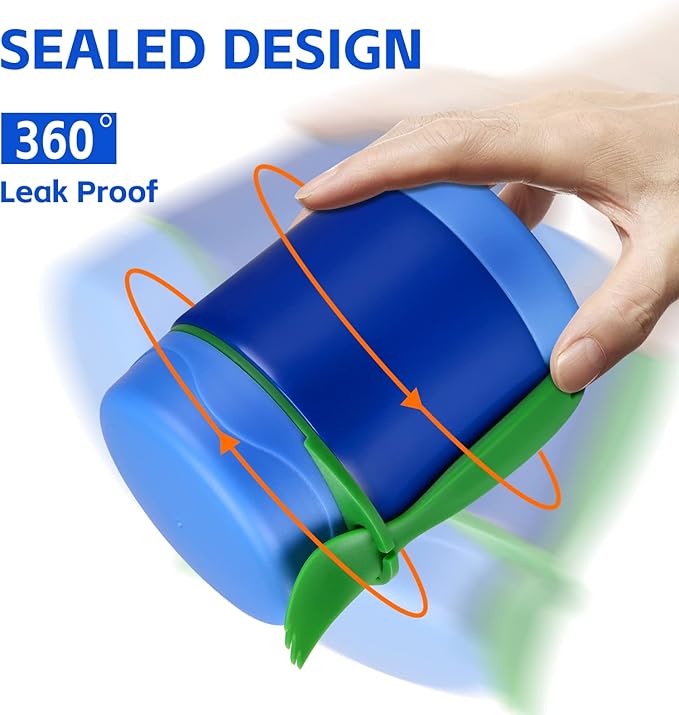 10oz Soup Thermo for Hot Food Kids Insulated Food Jar,Thermo Hot Food Lunch Container, Width Mouth Stainless Steel Lunch Box for Kids with Spoon (Blue)