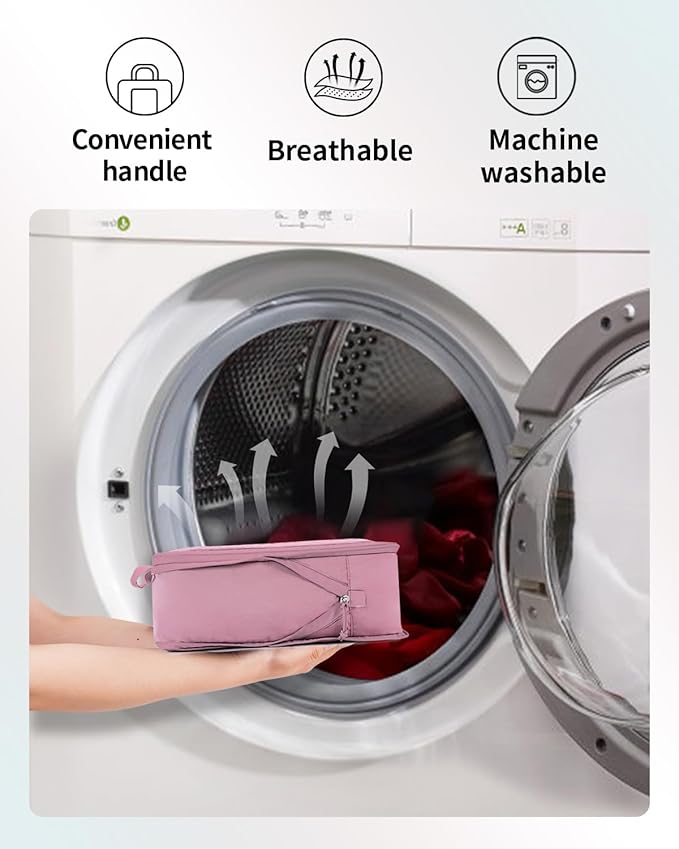 ECOHUB 5 Set Compression Packing Cubes for Suitcases Organiser Bags Set Travel Essentials with Shoe Bag for Traveling Tear-resistant Travel Accessories with ID Tag Expandable Packing Bags(Pink)