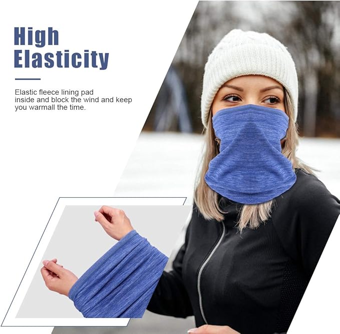 KGC 2 Pack Winter Neck Warmer Gaiter Fleece Windproof Face Mask Cover Cold Weather Scarf for Men & Women