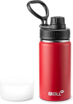 Small Water Bottle for kids-12 oz Stainless Steel Vacuum Insulated Wide Mouth Water Bottle with Spout Lid (Canyon Red)