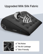 Luxtude Inflatable Wedge Pillow for Sleeping, Travel Wedge Pillow for Back Pain Relief, Knee Leg Elevation Support, Inflatable Bed Pillows for Sleeping, Back Support for Sitting Up-Black