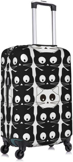 Travel Luggage Cover Suitcase Protector, Black White Cats Washable Elastic Stretch Double-sided Anti-scratch Baggage Cover Protector with Concealed Zipper for Wheeled Suitcase Fits 18-21 Inch Luggage