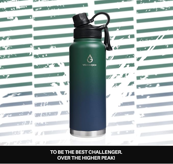 Wide Mouth Water Bottle with Straw Lid Dustproof, 24/32/40/64 Oz Hydro Vacuum Insulated Flask, Dishwasher Safe Stainless Steel Water bottle, Keep Cold 24 Hour/Hot 12 Hour-40 Oz Night Blue