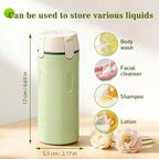 HISKI 4 in 1 Travel Bottles for Toiletries,Portable Travel Toiletries Bottle Set, Portable Containers for Shampoo Lotion Conditioner Cream Transparent with Scale and Label (White)