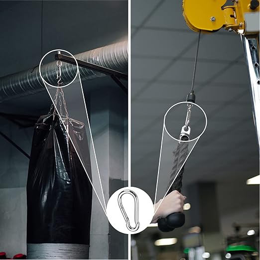 Carabiner 3 Inch Spring Snap Hook, 16pcs M8 5/16 Inch Spring Snap Hook Quick Link for Camping Hiking, 500LBS Holding Capacity Heavy Duty Steel Carabiner Clip Buckle for Hammock Swing Fitness