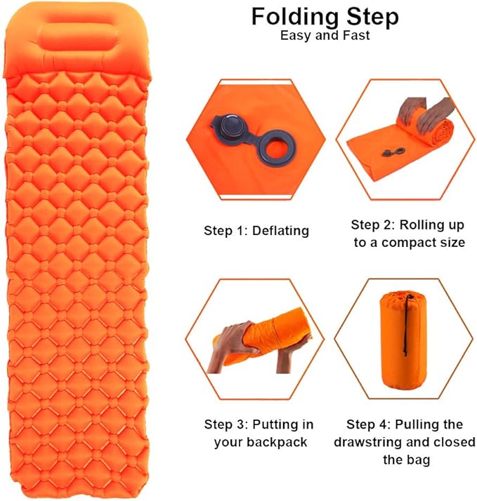 Star Smart Sleeping Pad for Camping Inflatable Backpacking Pad with Pillow, Ultralight Durable Camping Mattress,Hiking Air Mat,Camp Sleep Pad for Hiking Traveling & Outdoor Activities