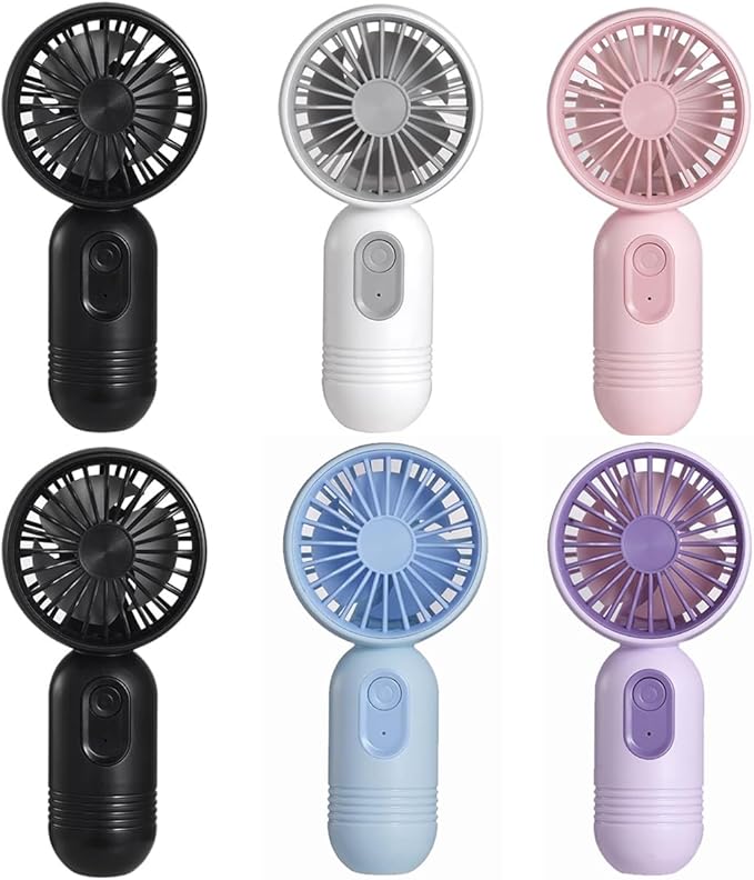 Mini Portable Fan 6 Pack, Cute Handheld Battery Operated Lightweight Small Personal Fans with 3 Speeds and USB Rechargeable Eyelash Fan for Stylish Girl Kids Women Men Office Outdoor Travel Camping