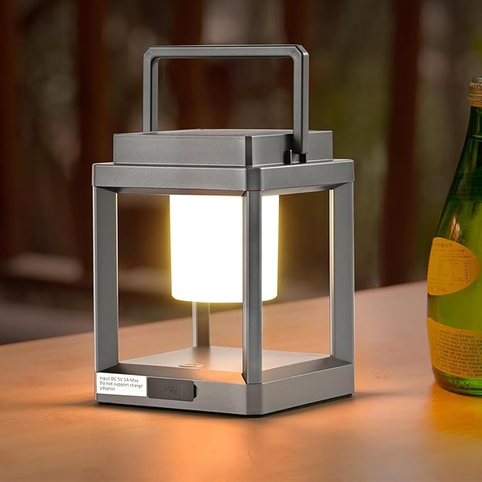 Solar Lanterns Outdoor Table Lamp, Led Lamps for Nightstand, Outdoor Table Lamp for Patio Waterproof, Cordless Battery Operated Lamp, Rechargeable Solar Lantern for Reading Decor Camping