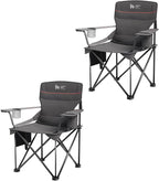 OUTSIDER Folding Camping Chair 300LBS Capacity, Portable Outdoor Lawn Chairs with Ergonomic Lumbar Support, Cooler Bag, Cup Holder, Pockets, Headrest for Beach, Lawn, Hiking (Style-1, 2pcs)