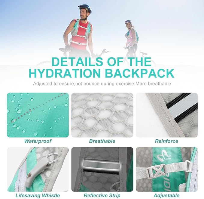 INOXTO Hydration Pack Backpack ，Water Backpack with 2L Leakproof Water Bladder, Running Hydration Vest for Man, Daypack for Cycling Motocross Climbing Trail Running