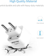 BESTEK European Travel Plug, Grounded Universal Power Plug for USA to Type C Countries, Italy, Switzerland, Iceland, France, Germany, Spain and Most of Europe EU, Asia, 3 Pack