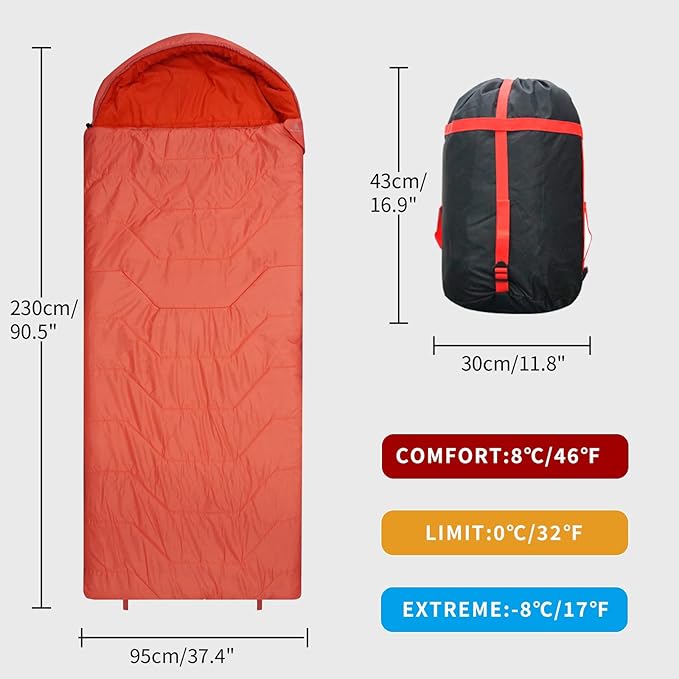 Jumbo Sleeping Bag for Adult&Kids,Cold&Warm Weather with Compression Sack and Water Resistant for Family Camping,Travel and Car Camping