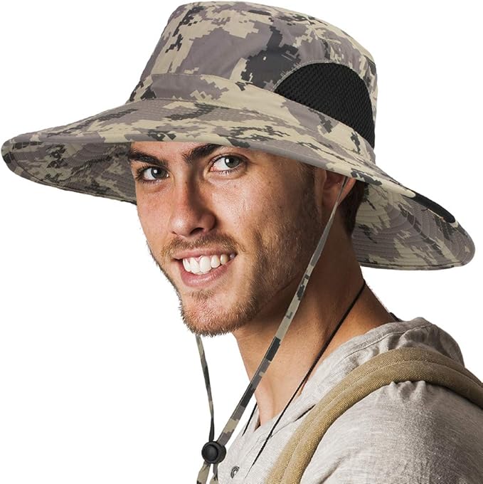 SUN CUBE Wide Brim Sun Hat Men Women, Fishing Hats Sun UV Protection, Mens Hiking Bucket Hat Safari Beach Boonie, UPF 50+