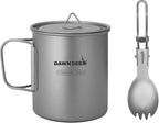 Titanium Backpacking Stove System, Cup/Portable Alcohol Stove/Foldable Spork -750ml Camping Combo (750ml Cup + Spork)