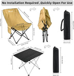 Folding Camping Chair Set of 3, Portable Adjustable Camp Chairs & Black Table, Large Lawn Chair Portable for Adults Hiking, Fishing, Picnic, Outdoor BBQ, Travel, Sports, & Storage Bags