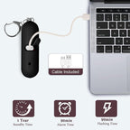 Personal Safety Alarm - Waterproof Rechargeable Security Alarm - 140dB Extra Loud Siren & Strobe Light - Self Defense Keychain - Gift for Women, Teenagers, College Girls, Seniors (Black+Black)