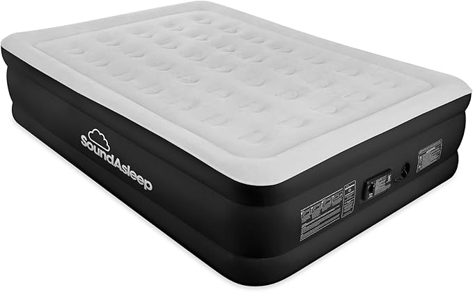 SoundAsleep Products Dream Series Luxury Air Mattress, ComfortCoil Technology, Built-in High Capacity Pump for Home, Camping- Double Height, Adjustable, Inflatable Blow Up, Portable - Full Size