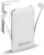 Portable Charger with Built in Cable - 10000mAh Ultra-Slim Portable Charger Power Bank with USB-C Cable, Lightning Cable - Fast Charge 20W - LED Battery Indicator, Power Bank (Gray, 10.000mAh)