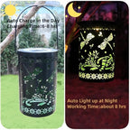 2 Pack Dragonfly Hanging Solar Lanterns Outdoor Waterproof,Black Metal Hollowed-Out Decorative Lanterns Solar Lights for Outside Yard Porch Tabletop Stairs Garden Decor