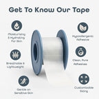 Clean Tape Company | Hydrating Tape for Skin - Pain Free Removal, Transparent with Custom Perforations | Silicone to Moisturize & Soothe, for Sensitive Skin - 1 Roll (55in)