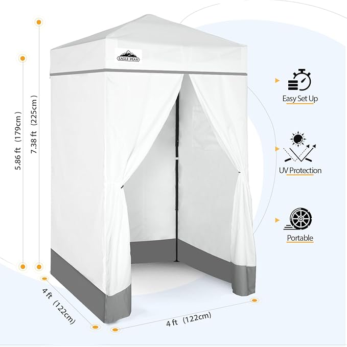 EAGLE PEAK Flex Ultra Compact 4x4 Pop-up Canopy, Sun Shelter, Changing Room, Portable Privacy Canopy Cabana for Pool, Fashion Photoshoots, or Camping, White