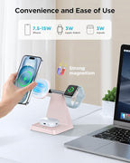 Magnetic Wireless Charger for iPhone - 3 in 1 Charging Station for Multiple Devices Charger Stand for Apple Watch iPhone 16 15 14 13 12 Pro Max