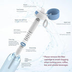 Water Bottle with Filter for Drinking, 26 Ounces 3-Stage Water Filter Bottle for Outdoor Travel Camping Moutaining Backpacking Hiking (Light Grey)