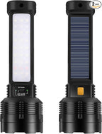 2 Pack LED Rechargeable Flashlight - 20000 Lumens Super Bright Tactical Flash Light, Compact & Waterproof, Long-Lasting Battery, Solar Flashlights for Home, Camping,Hiking, Emergencies, Adventures